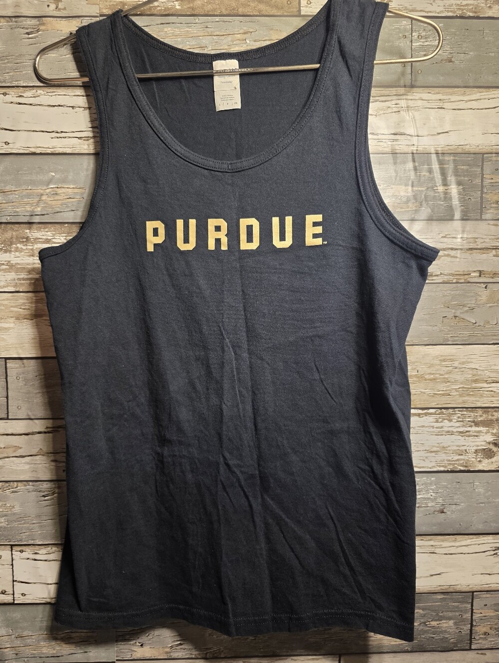 Purdue Women’s Navy Tank Top with Gold Lettering - Picture 1 of 3